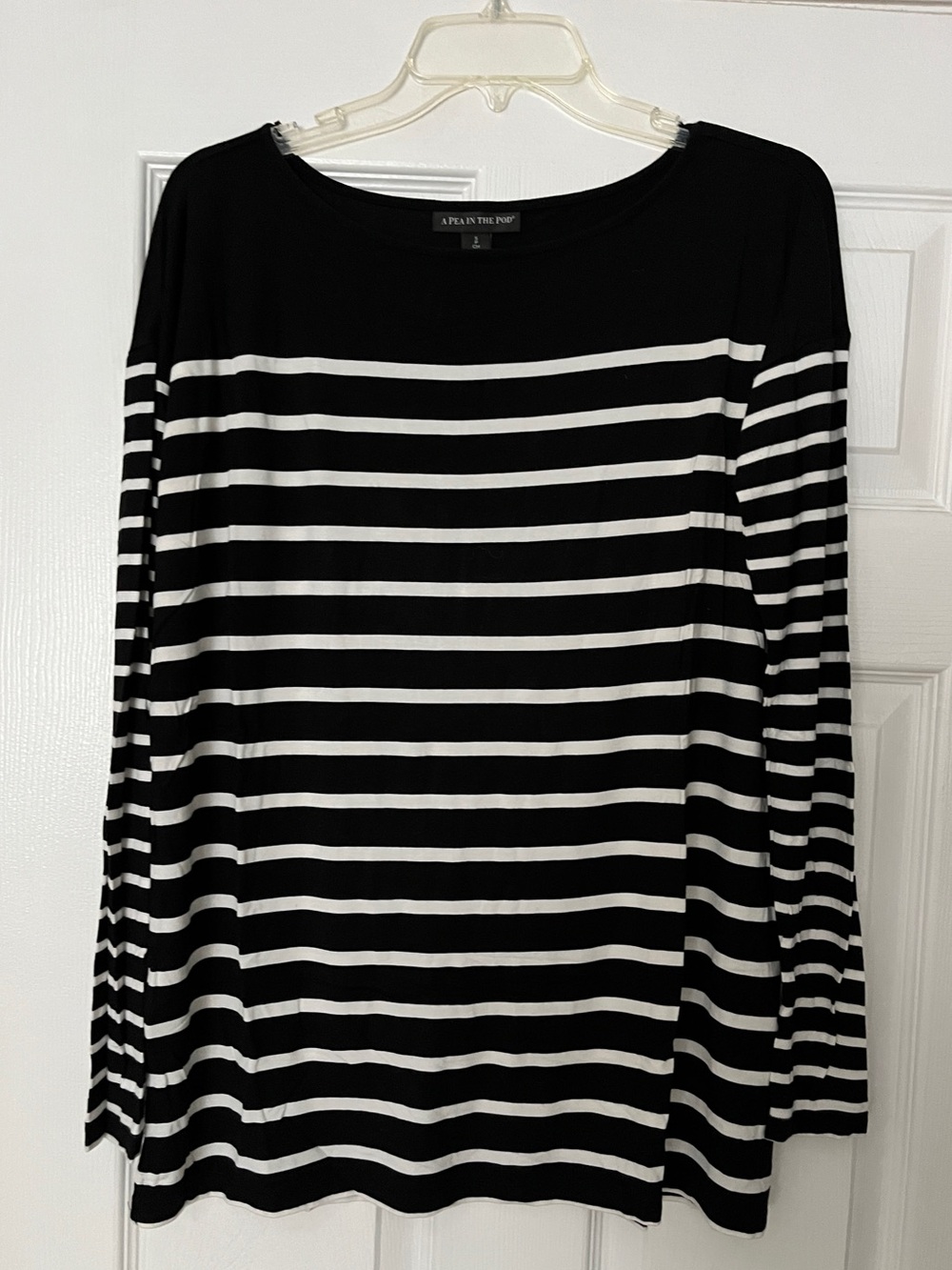 Black & White Striped Long-Sleeve Maternity Top - Women